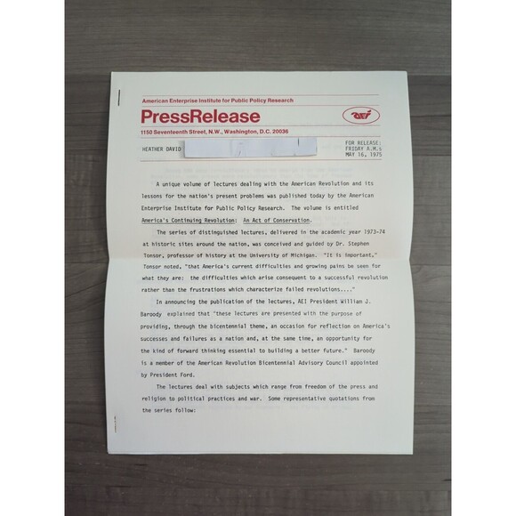 America's Continuing Revolution An Act of Conservation 1975 Hardcover DJ Tonsor - Picture 11 of 11